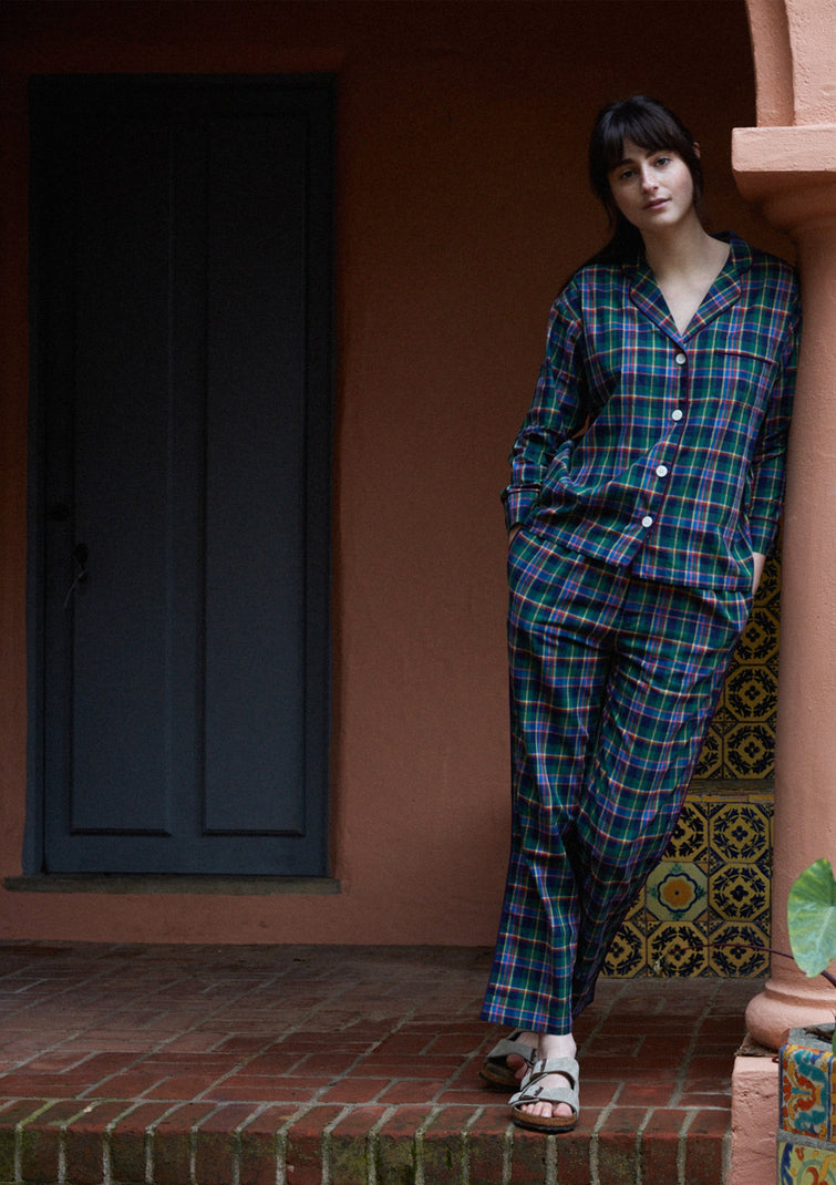 SLEEPY JONES | Marina Pajama Set in Multi Madras Plaid - Women's Pajama Sets